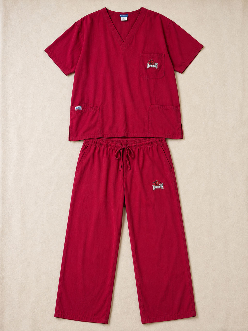 XL Womens Arkansas Razorbacks Scrub Set