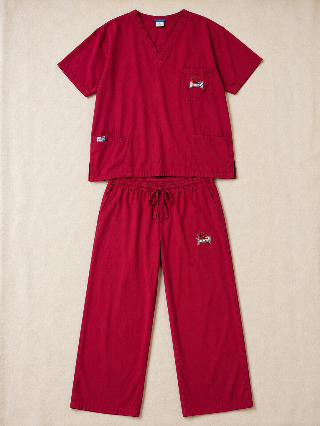 XL Womens Arkansas Razorbacks Scrub Set